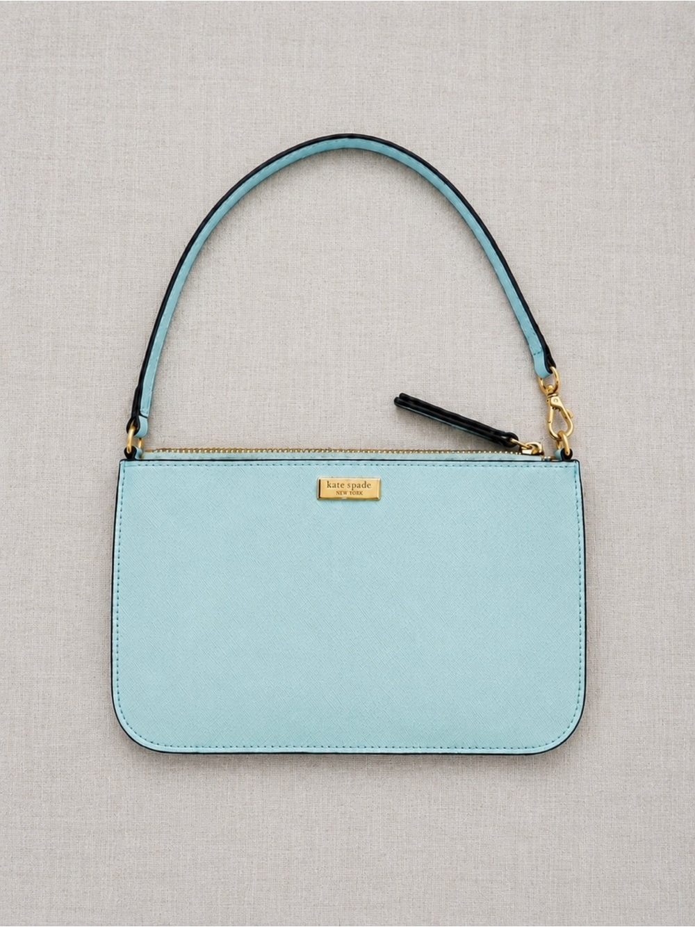 Kate Spade Newbury Lane Lolly Wristlet Pouch Light Blue Saffiano Leather